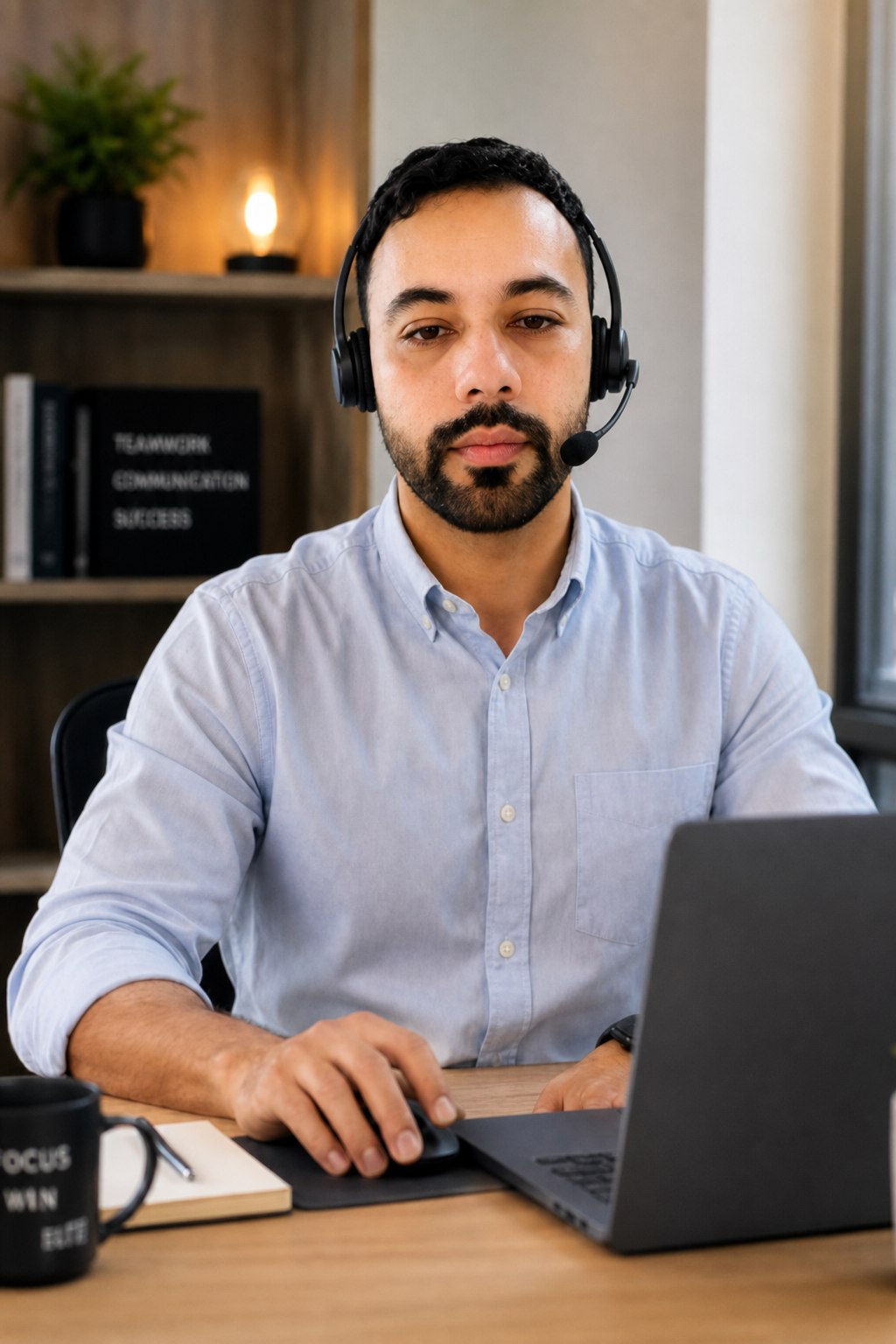 A Dealers in Drive insurance verification specialist on a headset
